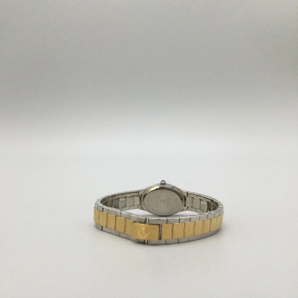 Elgin Womens Watch 18mm MOP Dial Two Tone Diamond EG259N New Battery 6.75